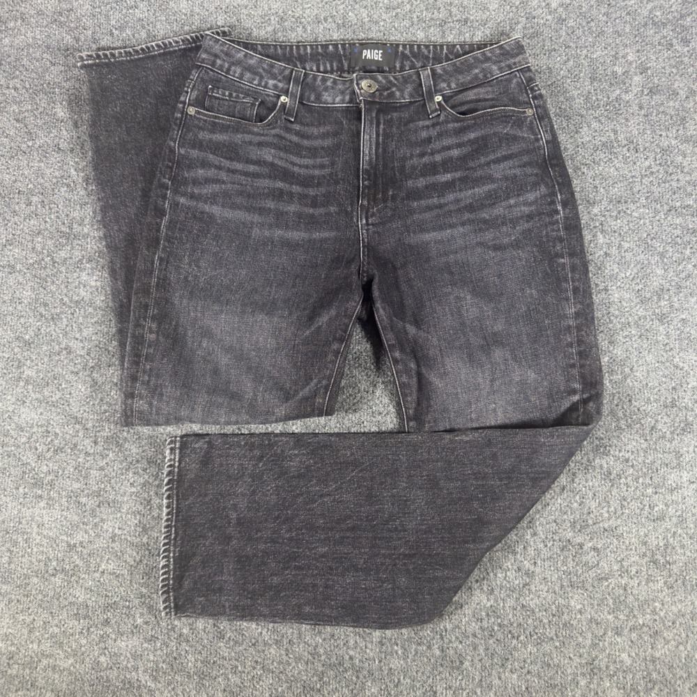Paige Noella Straight Leg Jeans Black Denim USA Made Size 27 Womens Stretch